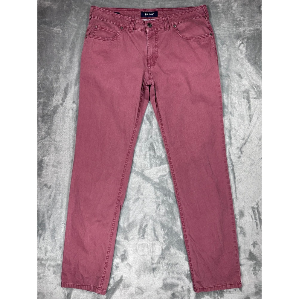 Gardeur Bill-3 Mens Burgundy Textured Dobby Five Pocket Pants 36/34 Slim
